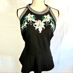 EUC Thalia Sodi Floral Peplum top size L